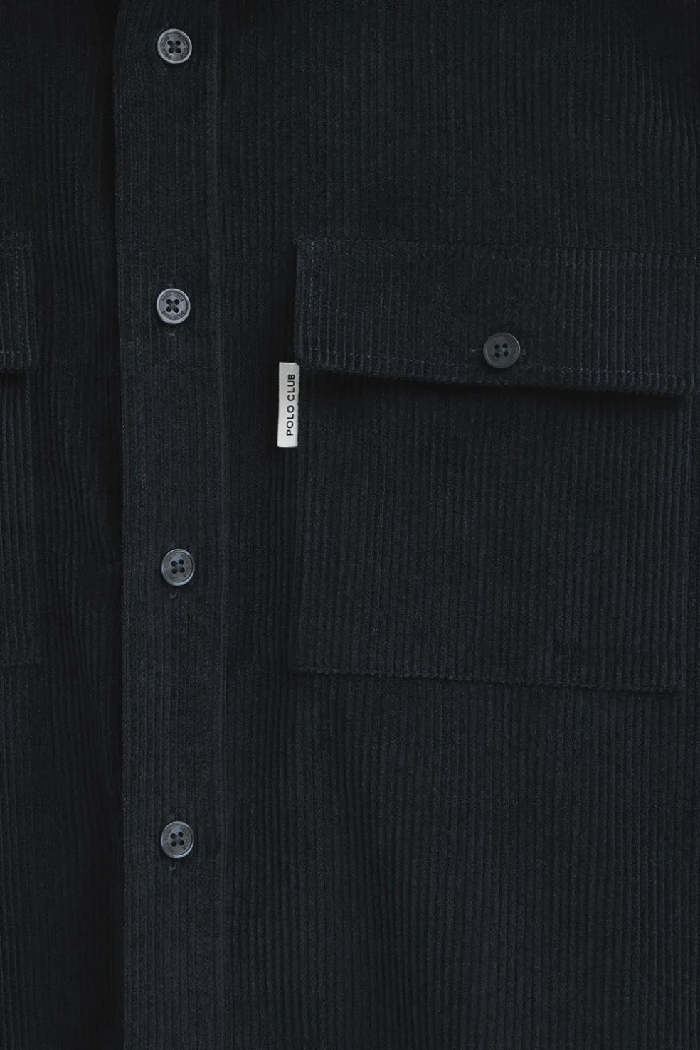 Camisa azul marino de pana con cuello frances y logo Polo Club