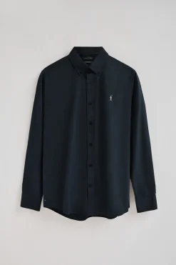 Camisa azul marino de poplin y corte regular con logo Rigby Go