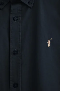 Camisa azul marino de poplin y corte regular con logo Rigby Go