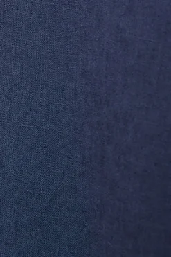 Camisa azul marino loose fit de lino y algodón con monograma bordado