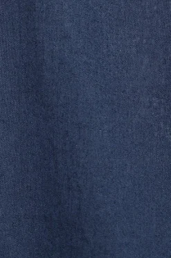 Camisa azul marino regular de lino y algodón con bordado Rigby Go