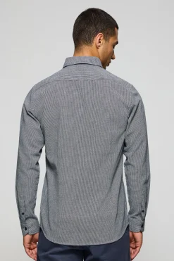 Camisa azul marino Williams pata de gallo con logo Rigby Go bordado