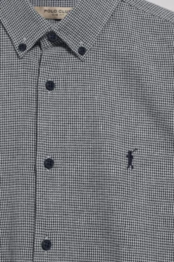 Camisa azul marino Williams pata de gallo con logo Rigby Go bordado
