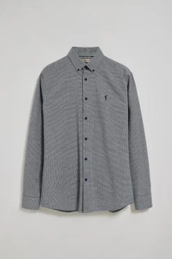 Camisa azul marino Williams pata de gallo con logo Rigby Go bordado