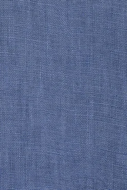 Camisa azul royal garment dye de lino con monograma bordado