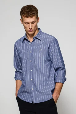 Camisa azul St James a rayas regular fit con logo Rigby Go