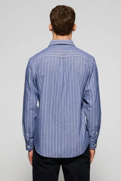 Camisa azul St James a rayas regular fit con logo Rigby Go