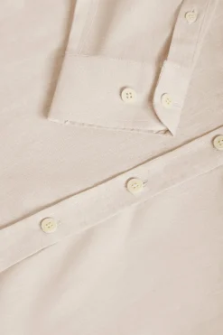 Camisa beige de lino y algodón con detalle bordado Rigby Go