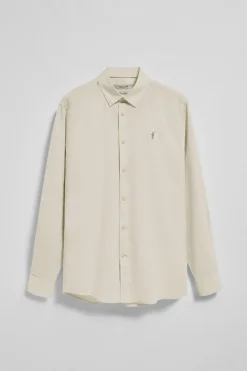 Camisa beige regular de lino y algodón con bordado Rigby Go