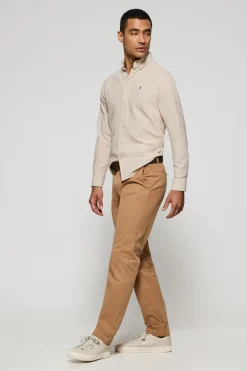 Camisa beige Williams pata de gallo con logo Rigby Go bordado