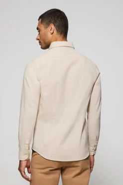 Camisa beige Williams pata de gallo con logo Rigby Go bordado