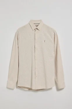 Camisa beige Williams pata de gallo con logo Rigby Go bordado