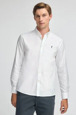 Camisa blanca de corte regular con logo Rigby Go