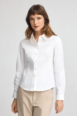 Camisa blanca de corte slim con logo Rigby Go