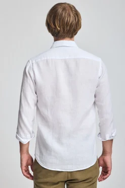 Camisa blanca de lino garment dye con bordado Rigby Best