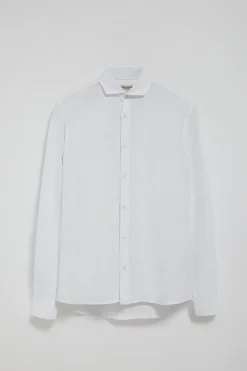 Camisa blanca de lino garment dye con bordado Rigby Best