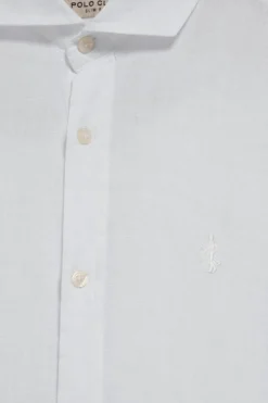Camisa blanca de lino garment dye con bordado Rigby Best