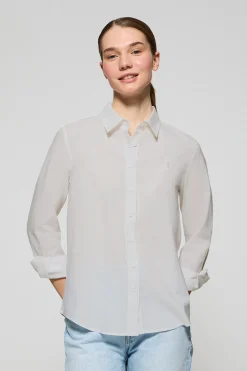 Camisa blanca de lino y algodón regular fit con bordado Rigby Go