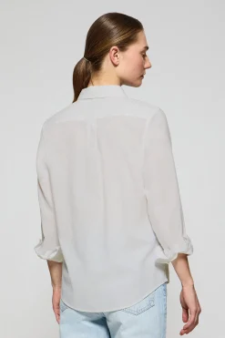 Camisa blanca de lino y algodón regular fit con bordado Rigby Go