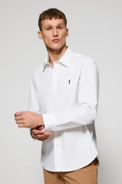 Camisa blanca de popelín garment dye con bordado Rigby Go
