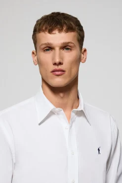 Camisa blanca de popelín garment dye con bordado Rigby Go