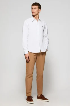 Camisa blanca de popelín garment dye con bordado Rigby Go