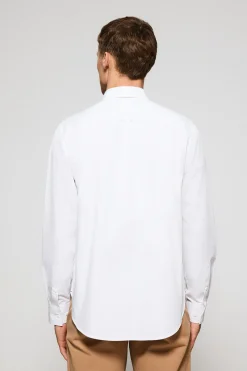 Camisa blanca de popelín garment dye con bordado Rigby Go