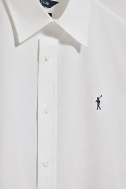 Camisa blanca de popelín garment dye con bordado Rigby Go