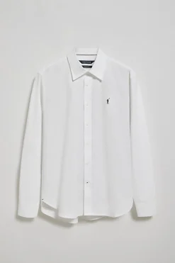 Camisa blanca de popelín garment dye con bordado Rigby Go