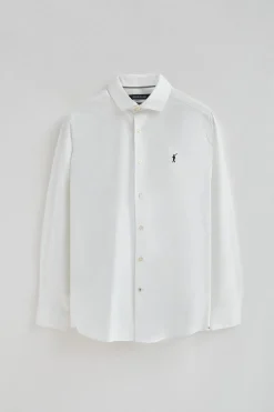 Camisa blanca de poplin y corte slim con logo Rigby Go