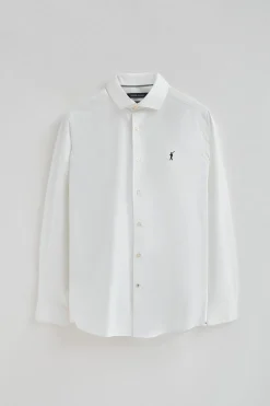 Camisa blanca de poplin y corte slim con logo Rigby Go