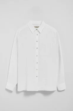 Camisa blanca garment dye de lino con monograma bordado