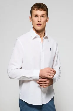 Camisa blanca regular de lino y algodón con bordado Rigby Go