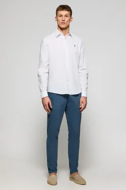 Camisa blanca regular de lino y algodón con bordado Rigby Go