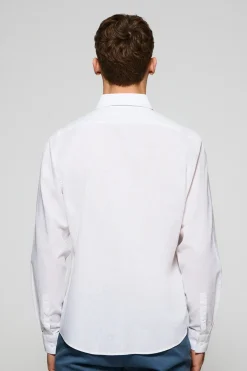 Camisa blanca regular de lino y algodón con bordado Rigby Go