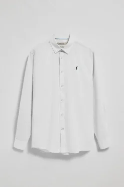 Camisa blanca regular de lino y algodón con bordado Rigby Go