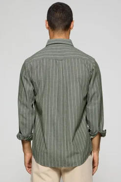 Camisa caqui St James a rayas regular fit con logo Rigby Go