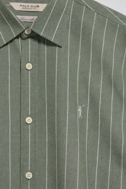 Camisa caqui St James a rayas regular fit con logo Rigby Go