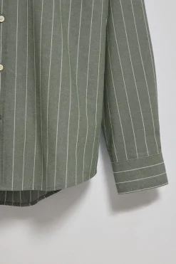 Camisa caqui St James a rayas regular fit con logo Rigby Go