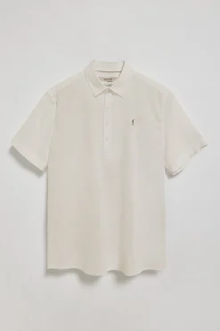 Camisa color crema polera de lino y algodón con bordado Rigby Go