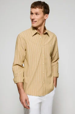 Camisa color mostaza St James a rayas regular fit con logo Rigby Go