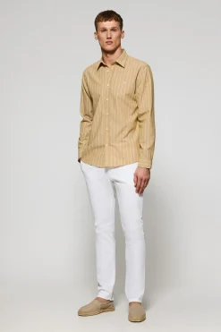 Camisa color mostaza St James a rayas regular fit con logo Rigby Go