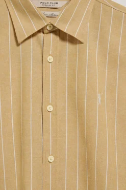 Camisa color mostaza St James a rayas regular fit con logo Rigby Go