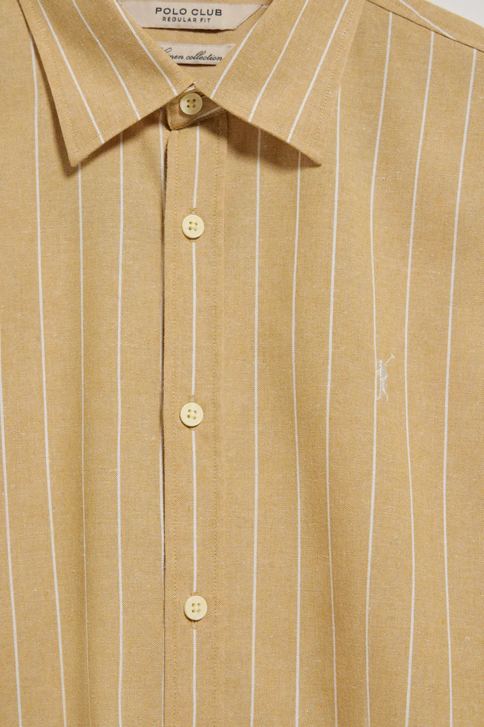 Camisa color mostaza St James a rayas regular fit con logo Rigby Go