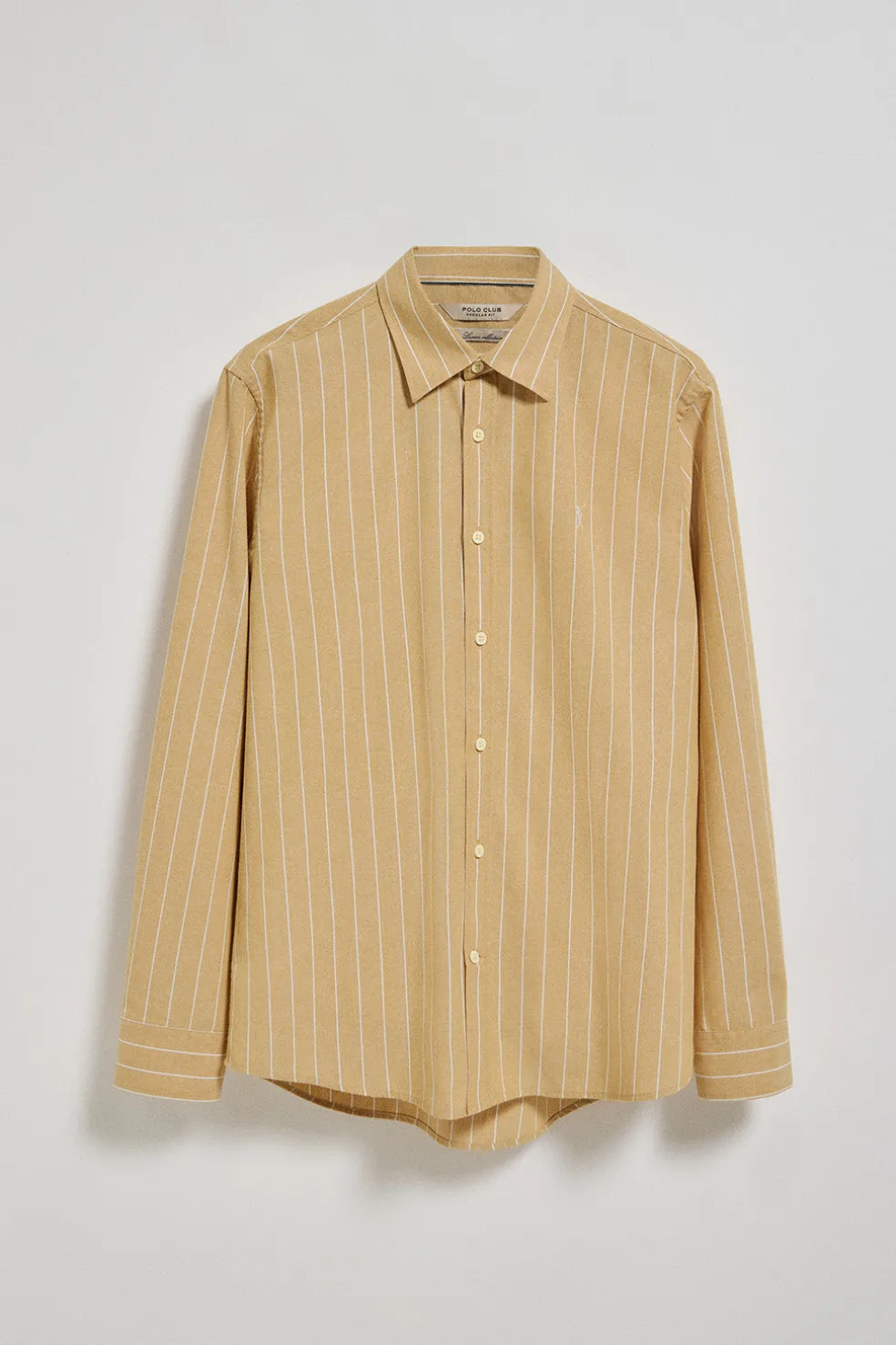 Camisa color mostaza St James a rayas regular fit con logo Rigby Go