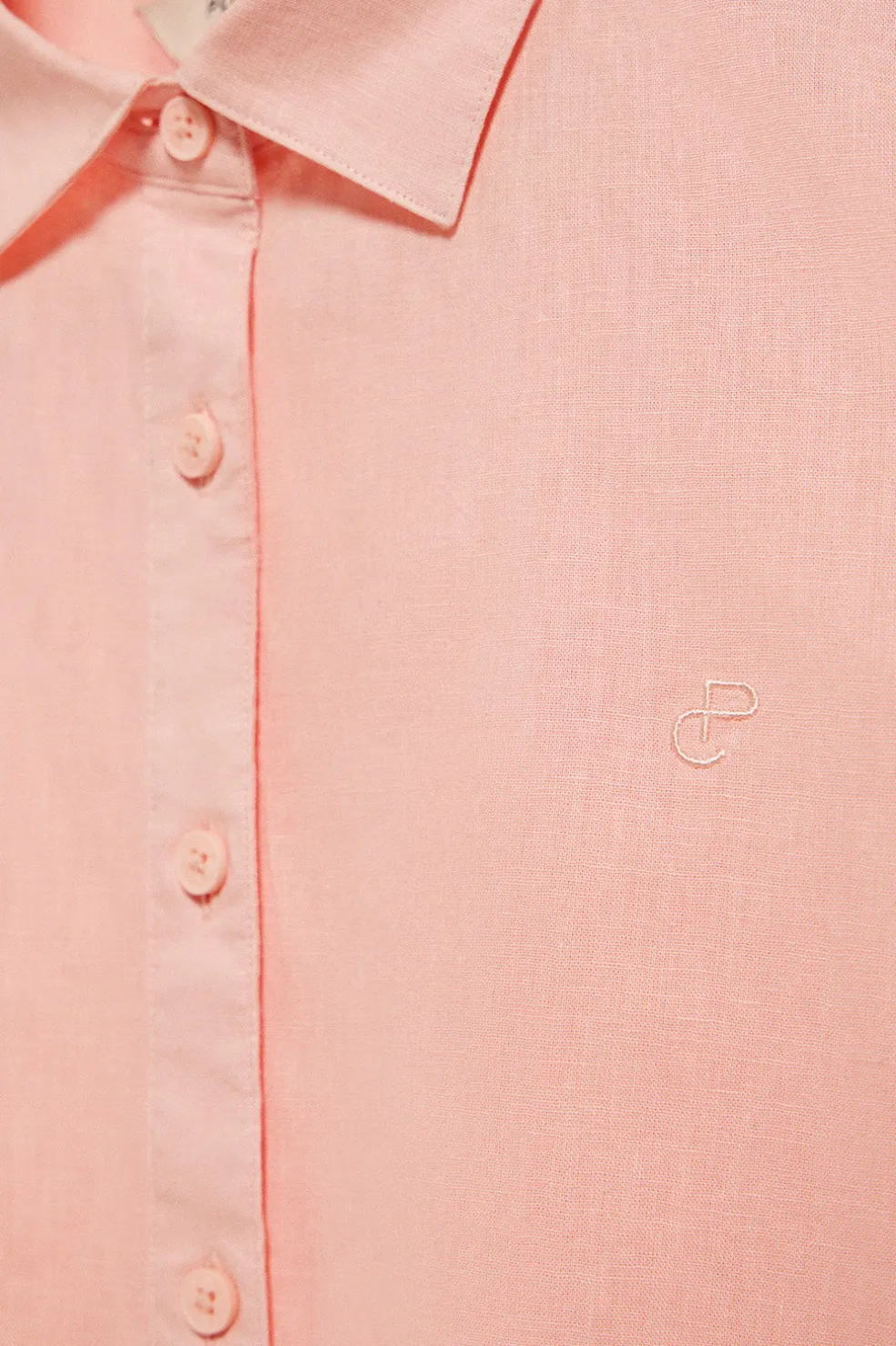 Camisa color salmón loose fit de lino y algodón con monograma bordado