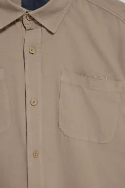 Camisa con bolsillos Massachusetts color camel y bordado Polo Club