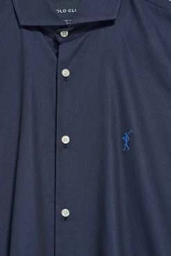 Camisa Cornell microestructura azul marino con bordado Rigby Go