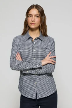 Camisa cuadro vichy azul con logo bordado Polo Club