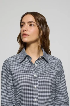 Camisa cuadro vichy azul con logo bordado Polo Club